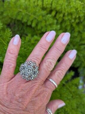 Stately Steel Lace Ring, Size 6